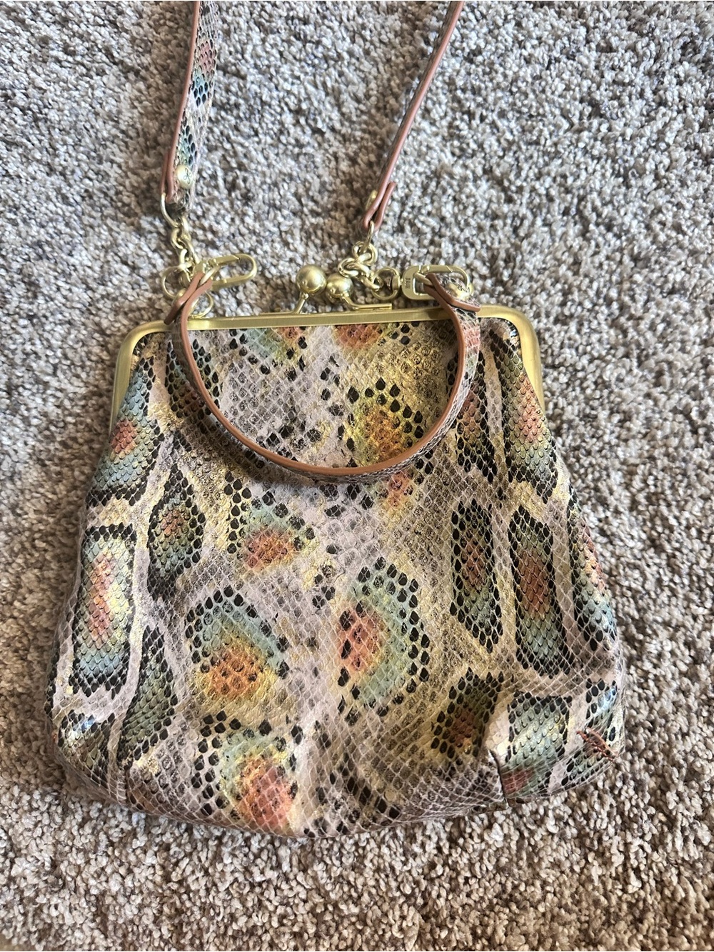 HOBO Multicolor Snake-Print Frame Wristlet in Pastel Tones